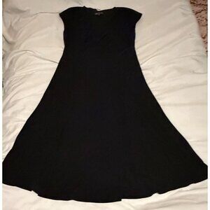 Jones New York Black Cap Sleeve V-Neck Midi Dress Women's 12P